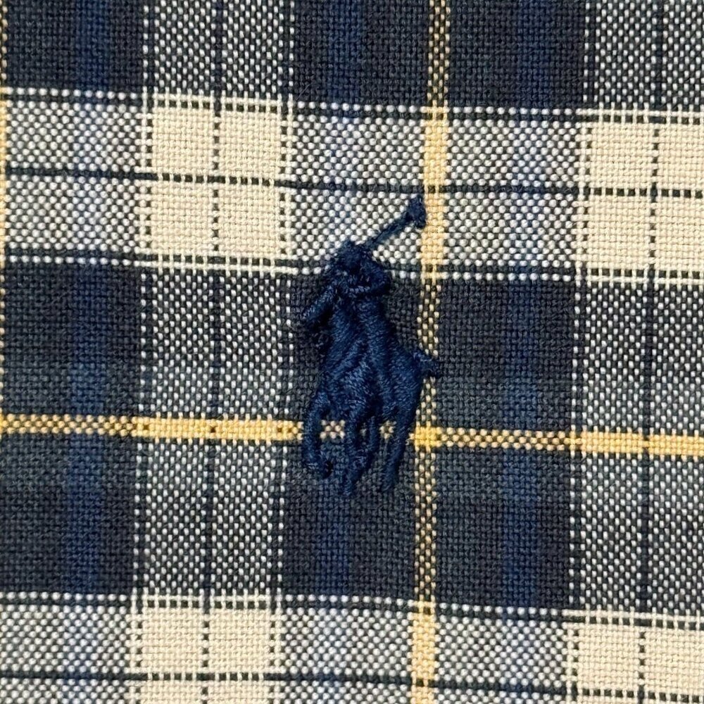 Ralph Lauren Navy Windowpane Plaid Button Shirt Long Sleeve Casual Wear L - Picture 4 of 11